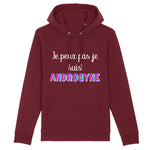 Ajoutez une touche audacieuse et chaleureuse à votre style avec ce sweat à capuche bordeaux "Je peux pas, je suis Androgyne" de PrideAvenue.fr. Sa couleur profonde et vibrante ne passe pas inaperçue, tout comme le message inscrit fièrement sur la poitrine. Conçu pour les personnalités affirmées, ce modèle en bordeaux est à la fois tendance et confortable, idéal pour afficher votre fierté en couleur ! Adoptez ce sweat qui conjugue parfaitement style et engagement.