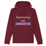 Ajoutez une touche audacieuse et chaleureuse à votre style avec ce sweat à capuche bordeaux "Je peux pas, je suis Androgyne" de PrideAvenue.fr. Sa couleur profonde et vibrante ne passe pas inaperçue, tout comme le message inscrit fièrement sur la poitrine. Conçu pour les personnalités affirmées, ce modèle en bordeaux est à la fois tendance et confortable, idéal pour afficher votre fierté en couleur ! Adoptez ce sweat qui conjugue parfaitement style et engagement.