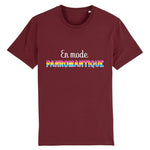 T-shirt LGBT de PrideAvenue au style urbain et cool ! il est imprimé le slogan : En Mode Panromantique ! il est de couleur Bordeaux