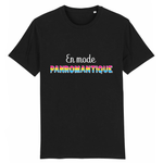 T-shirt LGBT de PrideAvenue au style urbain et cool ! il est imprimé le slogan : En Mode Panromantique ! il est de couleur Noir