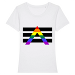 Le t-shirt à la coupe raffinée ALGBT de prideavenue ! conçu pour les Alliés à la communauté LGBTQIAP+ ! vous allez l'adorer, celui-ci est affiché en Blanc