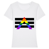 Le t-shirt à la coupe raffinée ALGBT de prideavenue ! conçu pour les Alliés à la communauté LGBTQIAP+ ! vous allez l'adorer, celui-ci est affiché en Blanc