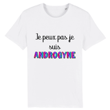 Découvrez le t-shirt blanc « Je peux pas, je suis Androgyne » de PrideAvenue.fr, parfait pour un look épuré et urbain. Ce t-shirt unisexe est un incontournable pour afficher fièrement votre style androgyne avec élégance et simplicité.