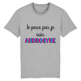 Pour un style sobre et moderne, choisissez le t-shirt gris « Je peux pas, je suis Androgyne » de PrideAvenue.fr. Ce basique intemporel convient à tous et à toutes, et affiche un message fort avec discrétion et sophistication.