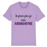 Optez pour le t-shirt lavande « Je peux pas, je suis Androgyne » de PrideAvenue.fr, une couleur douce et tendance qui souligne subtilement votre identité androgyne avec une touche urbaine. Un must-have pour un look affirmé et élégant.