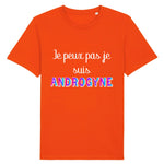 Apportez du pep’s à votre look avec le t-shirt orange « Je peux pas, je suis Androgyne ». Une couleur éclatante pour affirmer votre personnalité, idéale pour les journées ensoleillées et pour afficher fièrement votre identité.