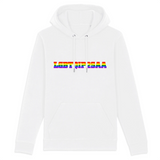 Le sweat à capuche de PrideAvenue.fr parfait pour éxpliqué aux gens ce que veut dire : LGBTQIP2SAA. le sweat à capuche est de couleur Blanc