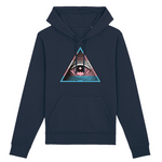 le symbole des illuminati au couleur trans de la communauté LGBT imprimé sur un sweat à capuche de couleur marine