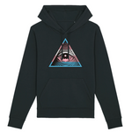 le symbole des illuminati au couleur trans de la communauté LGBT imprimé sur un sweat à capuche de couleur noir