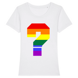 Le t-shirt a la coupe raffinée parfait pour faire un Coming-Out en douceur et avec style ! n'hésitez a regarder les autres couleurs, celui-ci est de couleur Blanc et est incroyablement confortable ! Faites vous plaisir avec un Gros point d'intérogation aux couleurs de l'arc-en-ciel sur un t-shirt de couleur Blanc