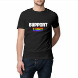 T-shirt noir style urbain pour le soutien de lla communauté LGBT. il y a écrit sur le vêtement : Support LGBT ! 