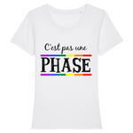 T-shirt LGBT coupe féminine parfait pour le coming-out car il y a écrit "c'est pas une phase" de façon a faire passer le message ! le veêtement est de couleur blanc
