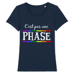 T-shirt LGBT coupe féminine parfait pour le coming-out car il y a écrit "c'est pas une phase" de façon a faire passer le message ! le veêtement est de couleur bleu marine