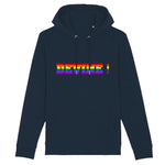 un sweat a capuche LGBT parfait pour vous aidez a faire votre coming out en toute tranquillité. ce sweat est de couleur bleu marine