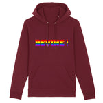 un sweat a capuche LGBT parfait pour vous aidez a faire votre coming out en toute tranquillité. ce sweat est de couleur bordeaux