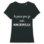 un t-shirt parfait pour les prides et plus encore ! idéal pour une silhouette raffinée, ce vêtement de la marque PrideAvenue vous ira a ravir. il y a imprimé dessus le message suivant : Je Peux Pas Je Suis ASEXUELLE avec les couleur qui correspond bien. le t-shirt est de couleur Noir