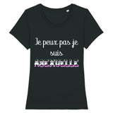 un t-shirt parfait pour les prides et plus encore ! idéal pour une silhouette raffinée, ce vêtement de la marque PrideAvenue vous ira a ravir. il y a imprimé dessus le message suivant : Je Peux Pas Je Suis ASEXUELLE avec les couleur qui correspond bien. le t-shirt est de couleur Noir