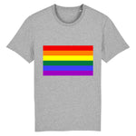 t-shirt avec un drapeau arc en ciel au centre de couleur gris