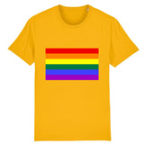 t-shirt avec un drapeau arc en ciel au centre de couleur jaune