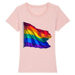 t-shirt avec un drapeau arc-en-ciel en 3d imprimé au centre de couleur rose