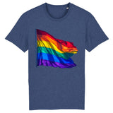 drapeau LGBT en impression 3d sur un t-shirt de couleur bleu indigo
