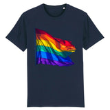 drapeau LGBT en impression 3d sur un t-shirt de couleur bleu marine