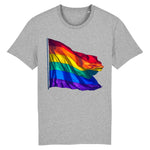 drapeau LGBT en impression 3d sur un t-shirt de couleur gris
