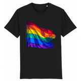 drapeau LGBT en impression 3d sur un t-shirt de couleur noir
