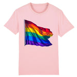 drapeau LGBT en impression 3d sur un t-shirt de couleur rose