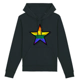 Sweat à capuche lgbt Super Star de prideavenue collection unisexe effet 3D couleurs arc-en-ciel noir