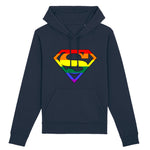 Sweat à capuche lgbtqiap+ superman et\ou supergirl avec les couleurs de arc-en-ciel PrideAvenue.fr de couleur bleu marine