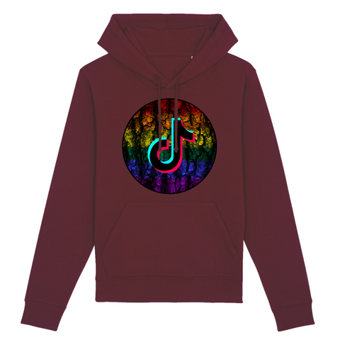 le sweat est de couleurs bordeaux (rouge). il est d'excellente qualité. le logo de tiktok est en 3D avec un joli effet néon ! vous allez en épater plus d'un ou une sur tiktok 