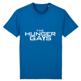 Un tee shirt imprimé en France pour la communauté LGBT. Pour les fan de Hunger Games celui-ci est imprimé avec The Hunger Gays pour la blague. le vêtement est coupe mixte et de couleur bleu ciel