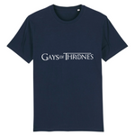 le tee shirt parfait pour ceux qui aime la série GOT pour game of thrones ! ce vêtement est fun car il y est écrit : GAY of thrones ! pour la blague ! le vêtement est de couleur bleu marine