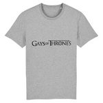 le tee shirt parfait pour ceux qui aime la série GOT pour game of thrones ! ce vêtement est fun car il y est écrit : GAY of thrones ! pour la blague ! le vêtement est de couleur gris