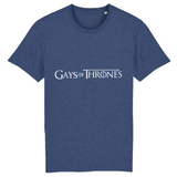 le tee shirt parfait pour ceux qui aime la série GOT pour game of thrones ! ce vêtement est fun car il y est écrit : GAY of thrones ! pour la blague ! le vêtement est de couleur bleu indigo