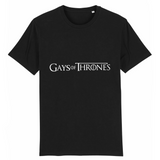 le tee shirt parfait pour ceux qui aime la série GOT pour game of thrones ! ce vêtement est fun car il y est écrit : GAY of thrones ! pour la blague ! le vêtement est de couleur noir