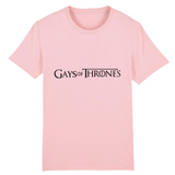 le tee shirt parfait pour ceux qui aime la série GOT pour game of thrones ! ce vêtement est fun car il y est écrit : GAY of thrones ! pour la blague ! le vêtement est de couleur rose