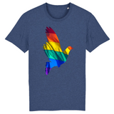 Tee shirt de la marque pride avenue avec une jolie colombe en couleurs du drapeau de la communauté LGBT ! 12 couleurs différentes pour les T-shirts. celui-ci est bleu indigo