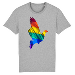 Tee shirt de la marque pride avenue avec une jolie colombe en couleurs du drapeau de la communauté LGBT ! 12 couleurs différentes pour les T-shirts. celui-ci est gris magnifiques