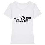 T-shirt LGBT the hunger gays avec l'écriture des films the hunger games ! le vêtement est de couleur blanc pure