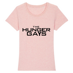 T-shirt LGBT the hunger gays avec l'écriture des films the hunger games ! le vêtement est de couleur rose comme les bonbon