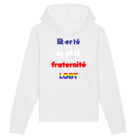Sweat à capuche “Liberté, Égalité, Fraternité, LGBT”